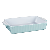 Vida by PADERNO Large Rectangular Ceramic Baking Dish, Blue Front_Three_Fourths_Angled_Right
