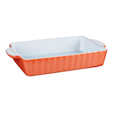 Vida by PADERNO Large Rectangular Ceramic Baking Dish, Orange Front_Three_Fourths_Angled_Right