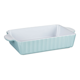 Vida by PADERNO Medium Rectangular Ceramic Baking Dish, Blue Front_Three_Fourths_Angled_Right
