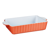 Plat de cuisson moyen rectangulaire en céramique Vida par PADERNO, orange Front_Three_Fourths_Angled_Right