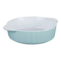 Vida by PADERNO Round Ceramic Baking Dish, 2.1 L, Blue Front_Three_Fourths_Angled_Right