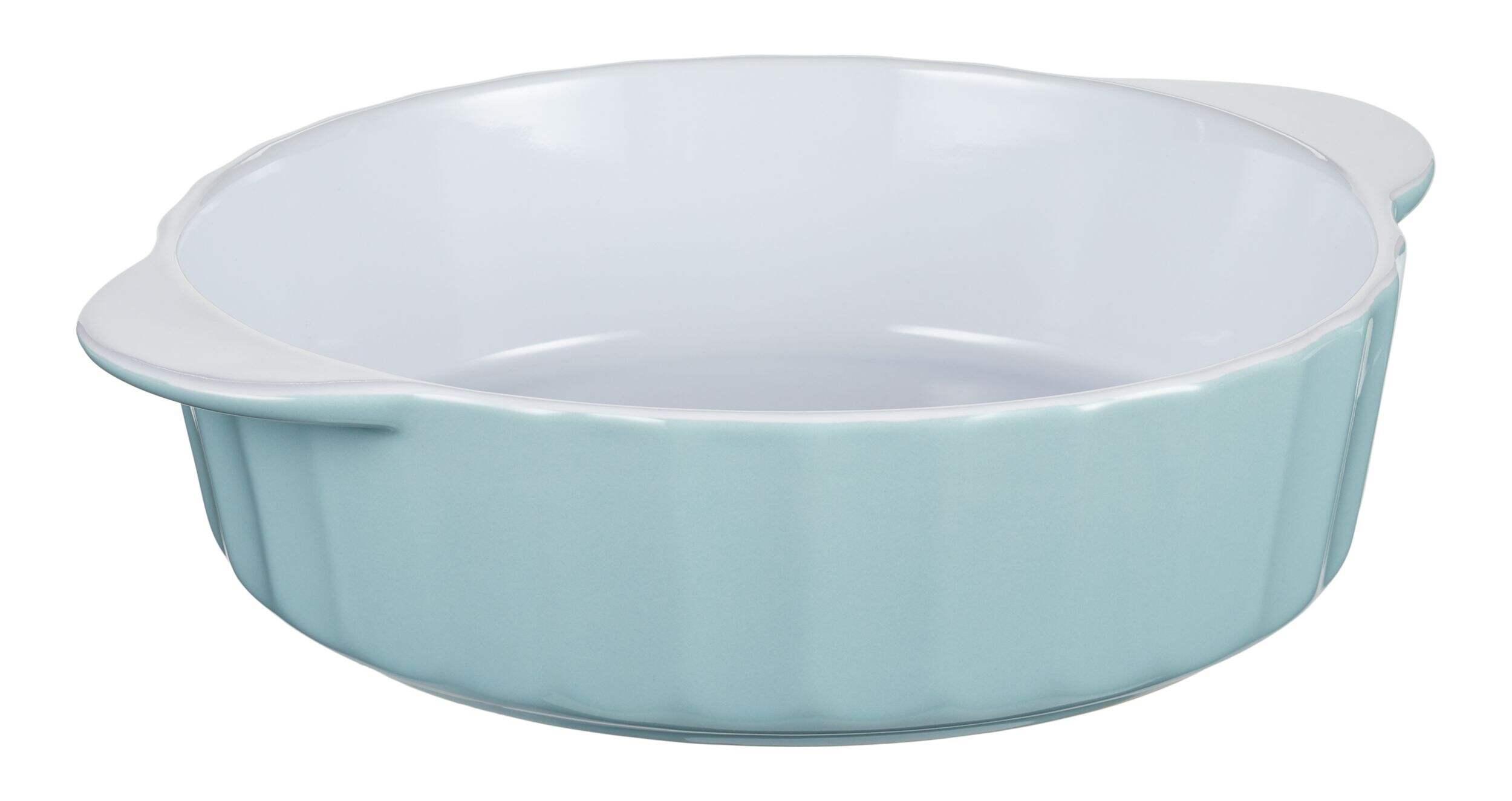 Vida by PADERNO Round Ceramic Baking Dish, 2.1 L, Blue Front_Three_Fourths_Angled_Right