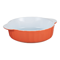 Vida by PADERNO Round Ceramic Baking Dish, 2.1 L, Orange Front_Three_Fourths_Angled_Right