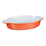 Vida by PADERNO Oval Ceramic Baking Dish, Orange Front_Three_Fourths_Angled_Right