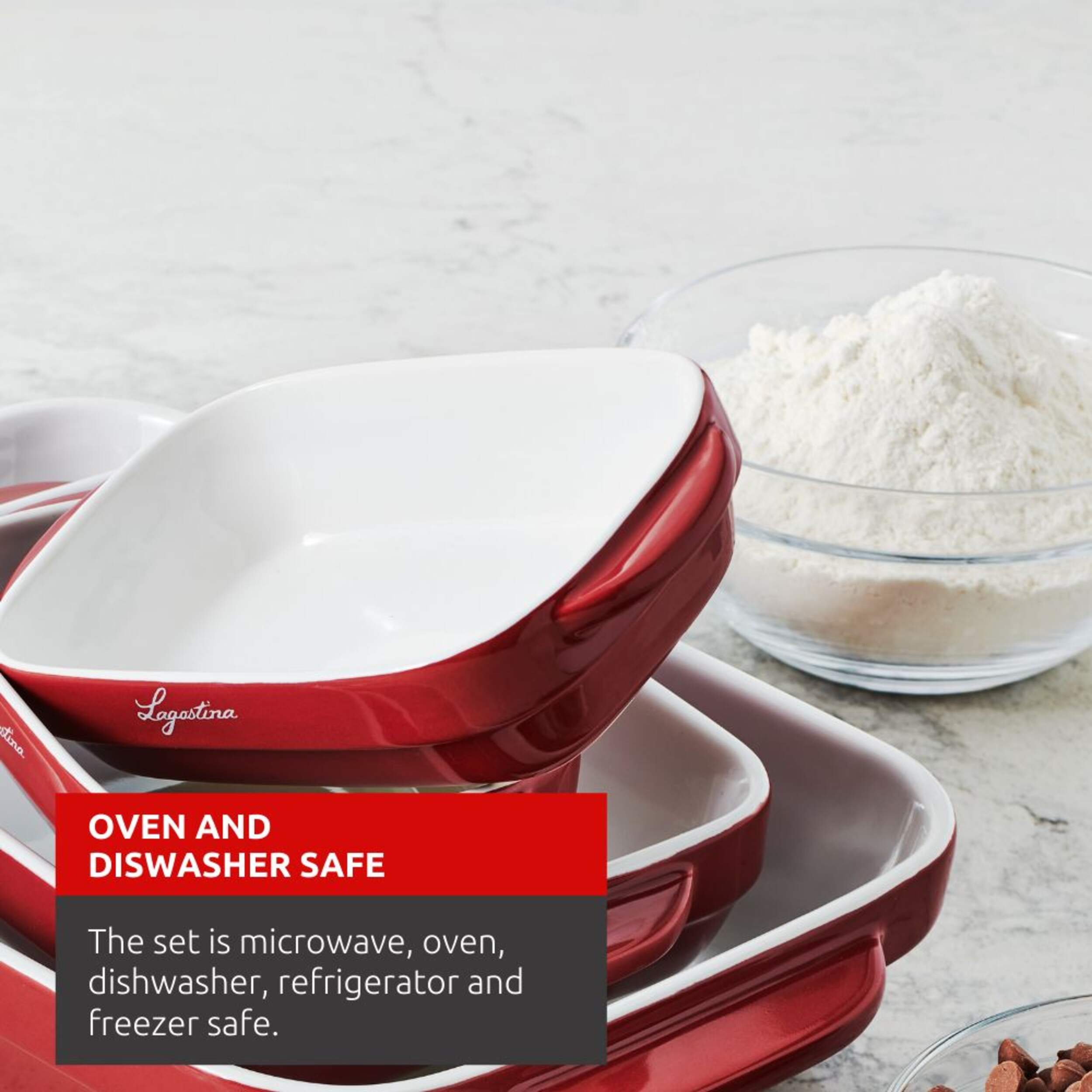 Lagostina Ceramic Bakeware Set, Red, Assorted Sizes, 4-pc | Canadian Tire