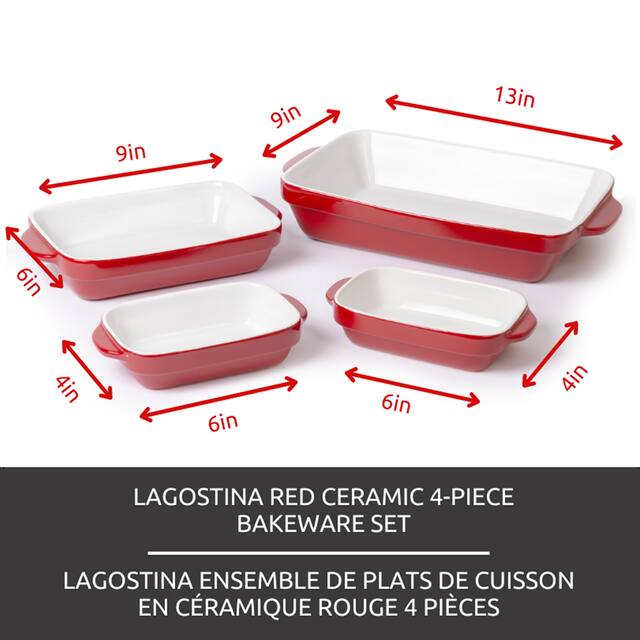 Lagostina Ceramic Bakeware Set, Red, Assorted Sizes, 4-pc | Canadian Tire