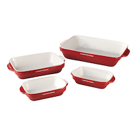 Lagostina Ceramic Bakeware Set, Red, Assorted Sizes, 4-pc Composite_or_Mixed