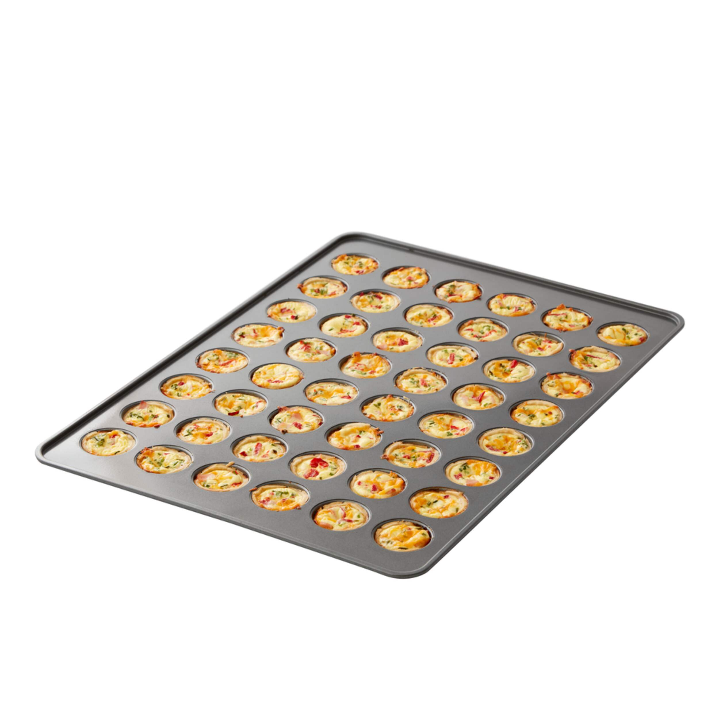 Wilton Gourmet Choice Non-Stick Mini Muffin Tin, 48-Cup Front_Three_Fourths_Angled_Left