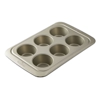 PADERNO Non-Stick Jumbo Muffin Tin, 6-Cup Front_Three_Fourths_Angled_Right