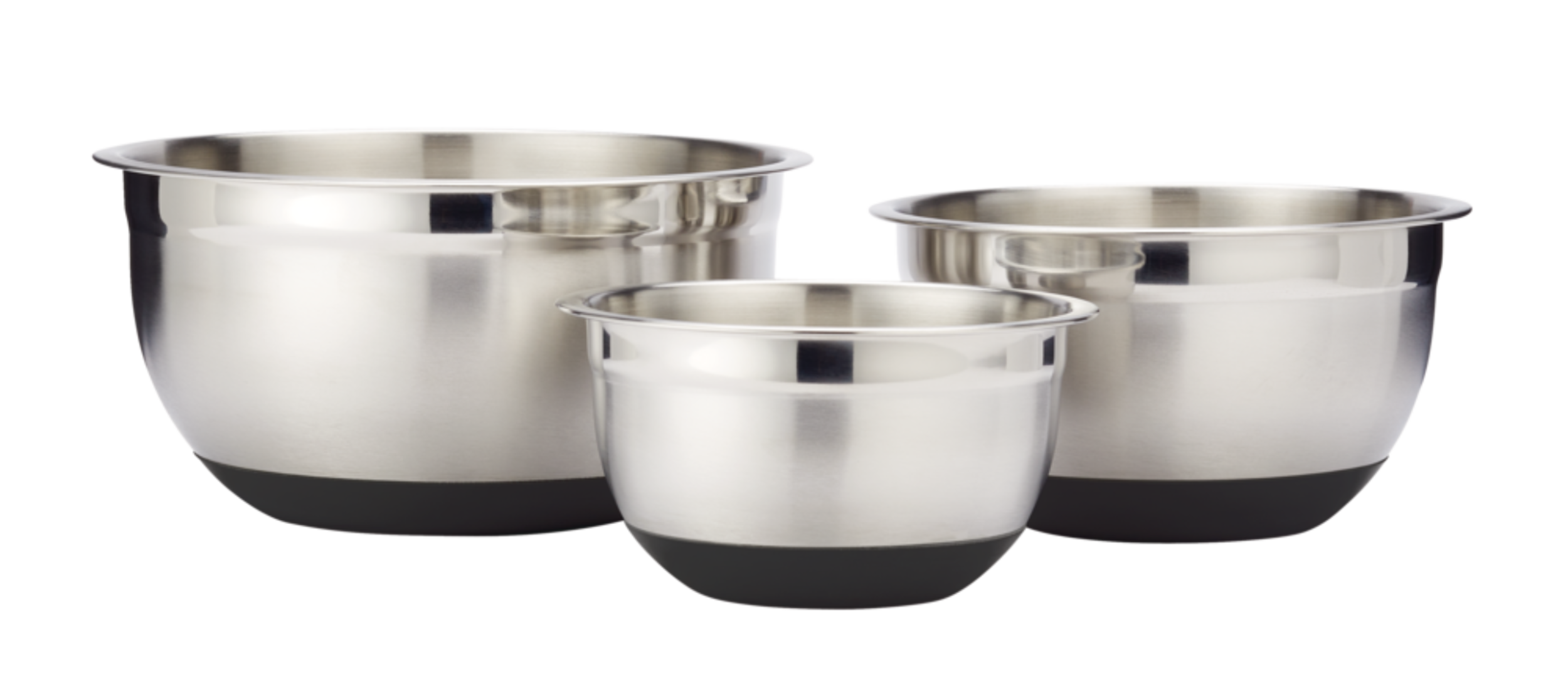 MASTER Chef Stainless Steel Mixing Bowl Set with Non-Slip Bottom, Assorted Sizes, 3-pc Front_Elevated