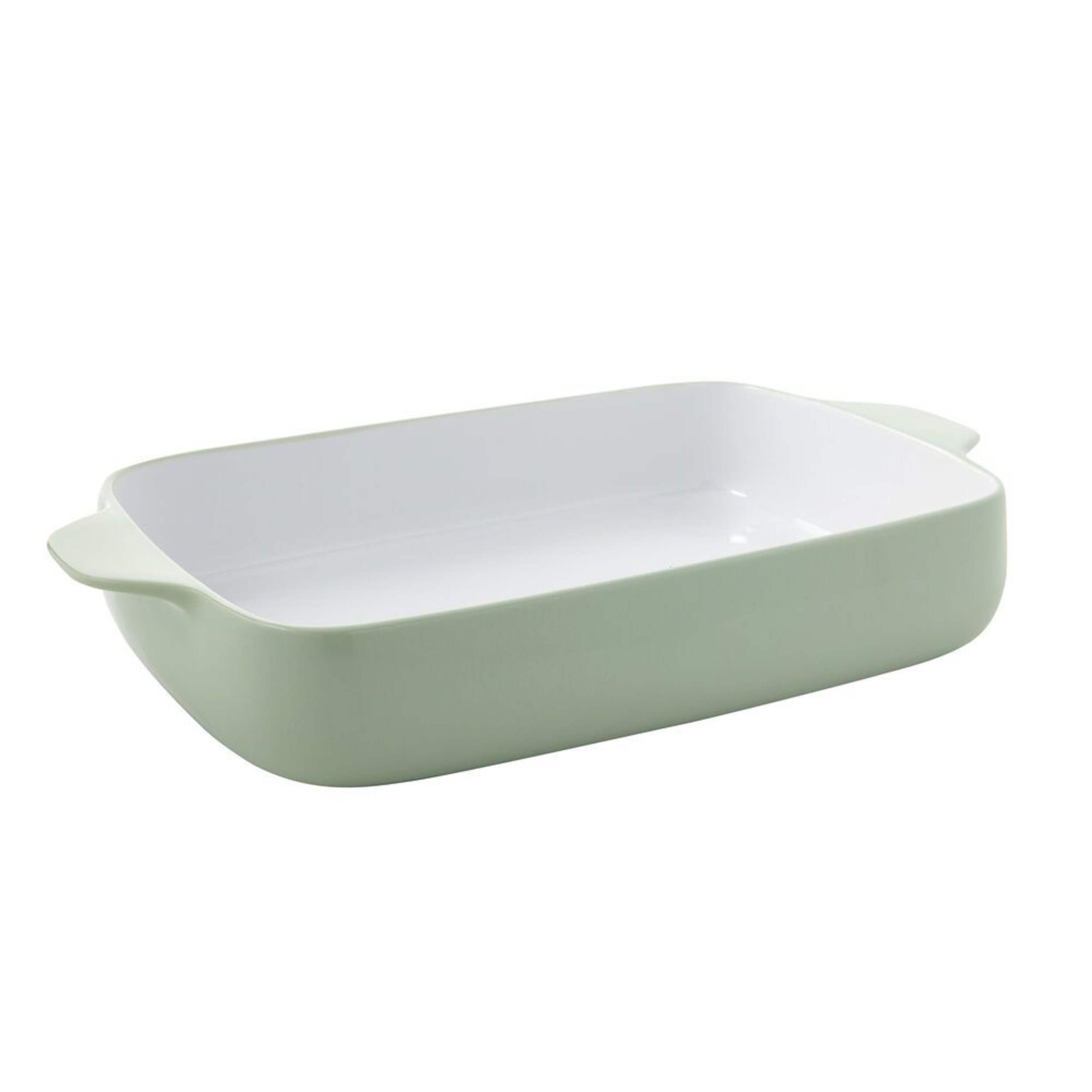 KitchenAid® Stoneware Rectangular Baking Pan, Pistachio, 9 x 13 x 2.5-in, 4.5-qt Front_Angled_Right