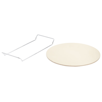 Pierre à pizza ronde en céramique MASTER Chef et grille de service, 38,1 cm (15 po)