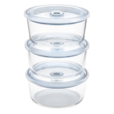 Vida by PADERNO Glass Food Storage Set with Lids, Dishwasher Safe, 3 Count Front_Elevated