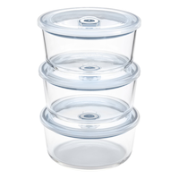 Vida by PADERNO Glass Food Storage Set with Lids, Dishwasher Safe, 3 Count
