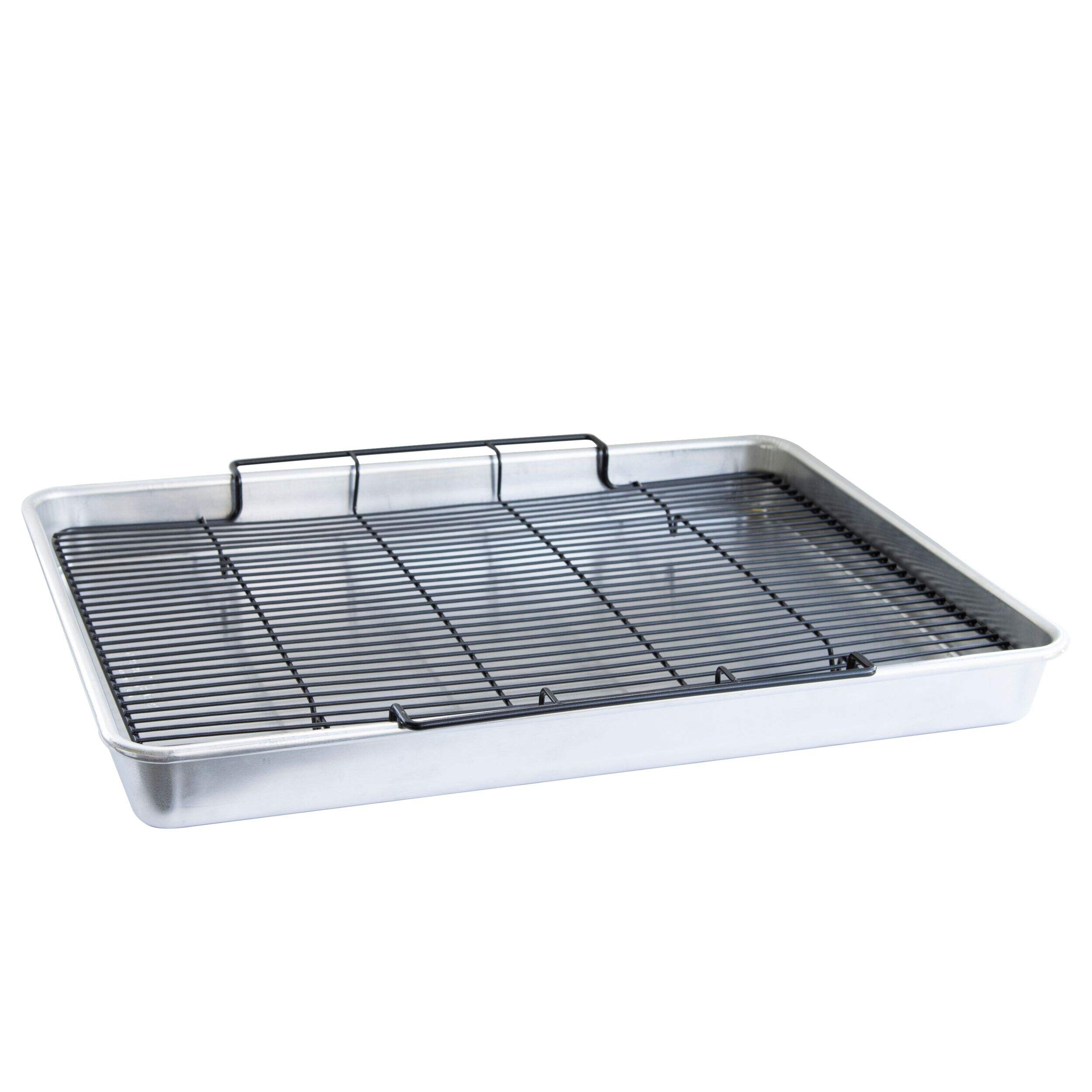 Nordicware Oven Crisp Aluminum Baking Sheet with Tray, 2-pc Front_Angled_Right