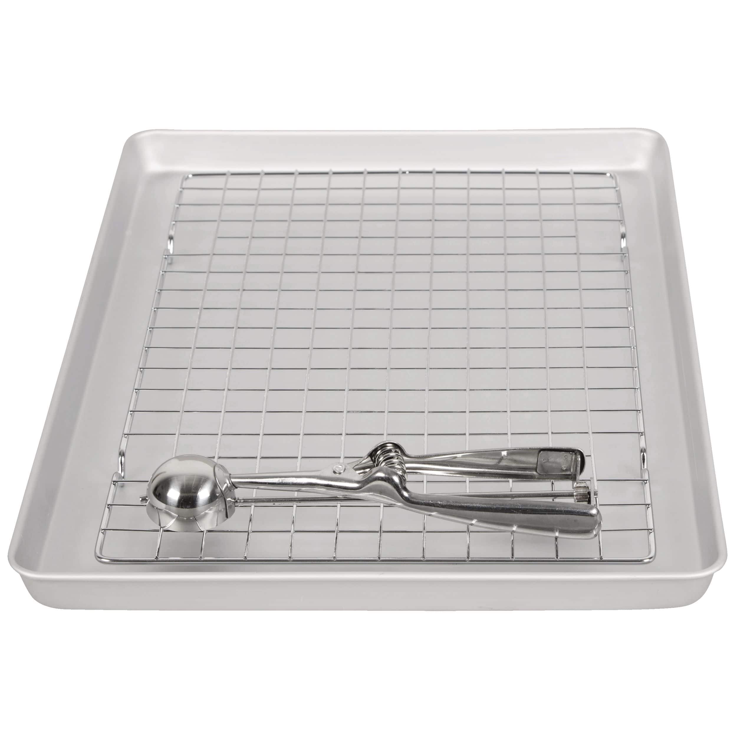 Wilton Stainless Steel Silver Cookie Scoop with Cookie Sheet and Rack 3 SETS!