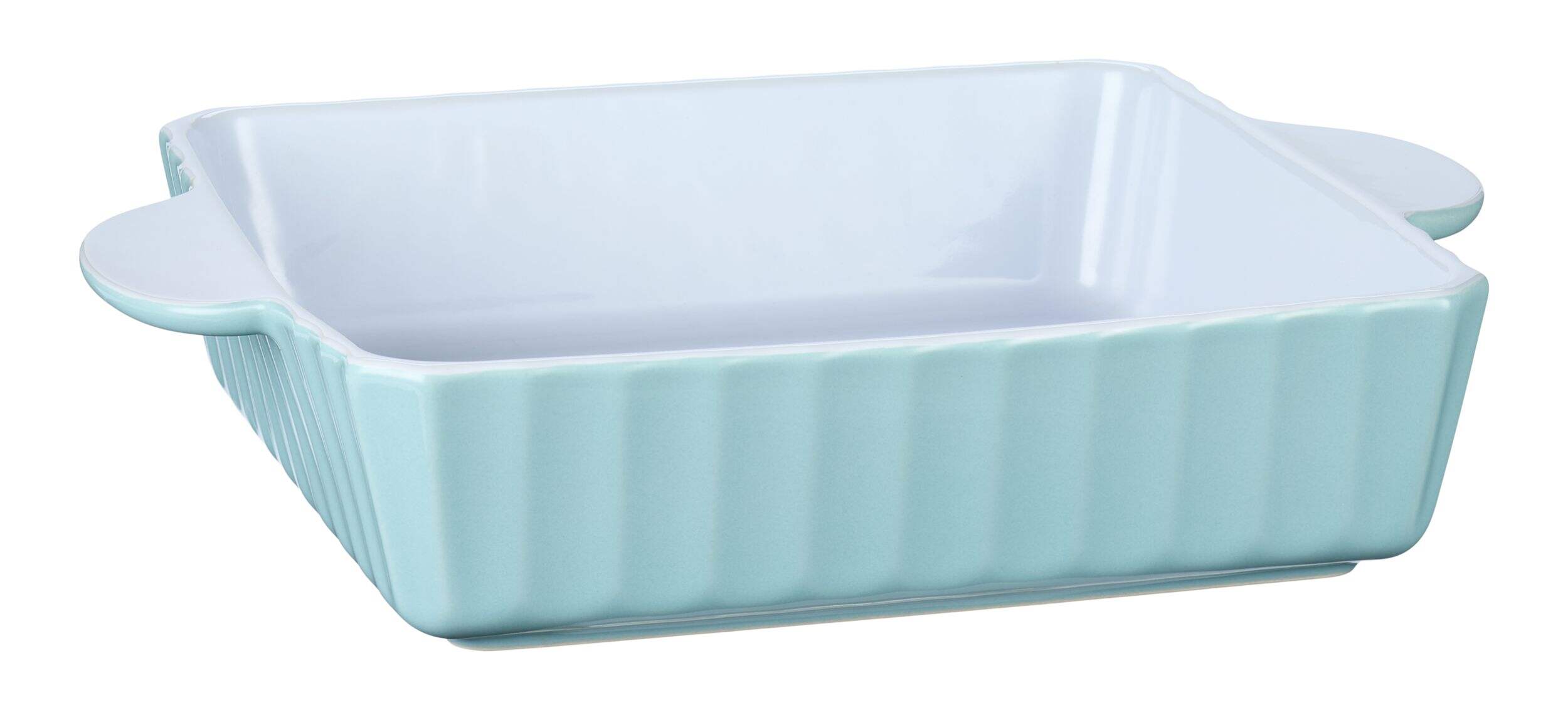 Plat de cuisson carré en céramique Vida par PADERNO, blanc/bleu, 9 po Front_Angled_Right