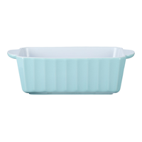 Vida by PADERNO Loaf Ceramic Baking Dish White/Blue, 1-lb
