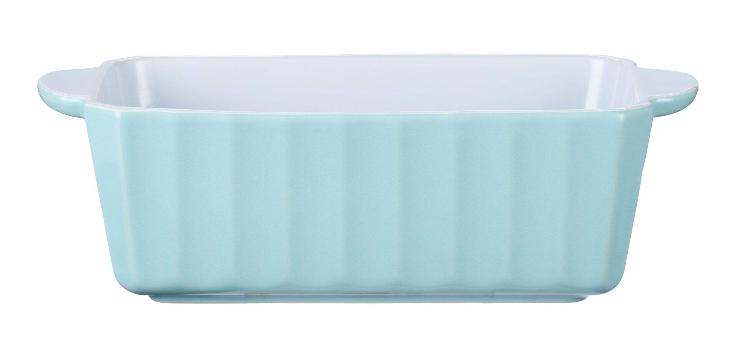 Vida by PADERNO White/Blue Ceramic Loaf Baking Dish, 1-lb Front_Angled_Right