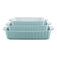 Plats de cuisson rectangulaires Vida par PADERNO, blanc/bleu, paq. 3 Front_Elevated