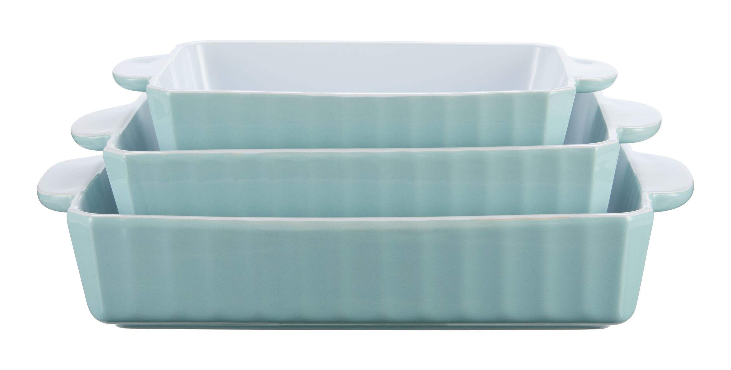 Vida by PADERNO Rectangular White/Blue Bake Set, 3-pc Front_Elevated