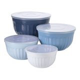 Master Chef Mixing Bowl Set with Lids, Nestable, Navy, 8-pc Front_Elevated