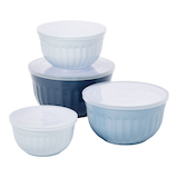 Master Chef Mixing Bowl Set with Lids, Nestable, Navy, 8-pc Front_Elevated