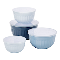 Master Chef Mixing Bowl Set with Lids, Nestable, Navy, 8-pc Front_Elevated
