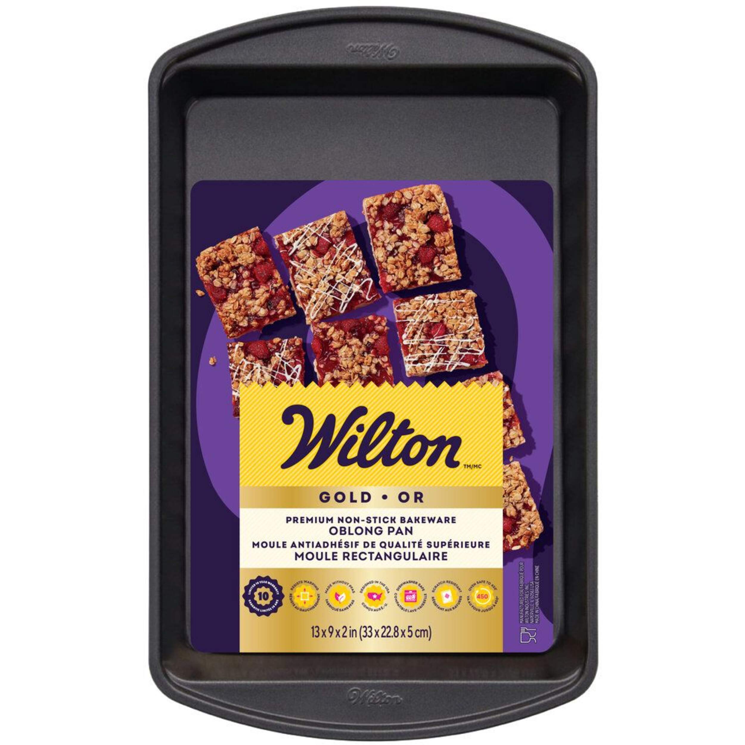 Wilton Grey Non-Stick Oblong Baking Pan, 13x9x2-in Overhead_Flat