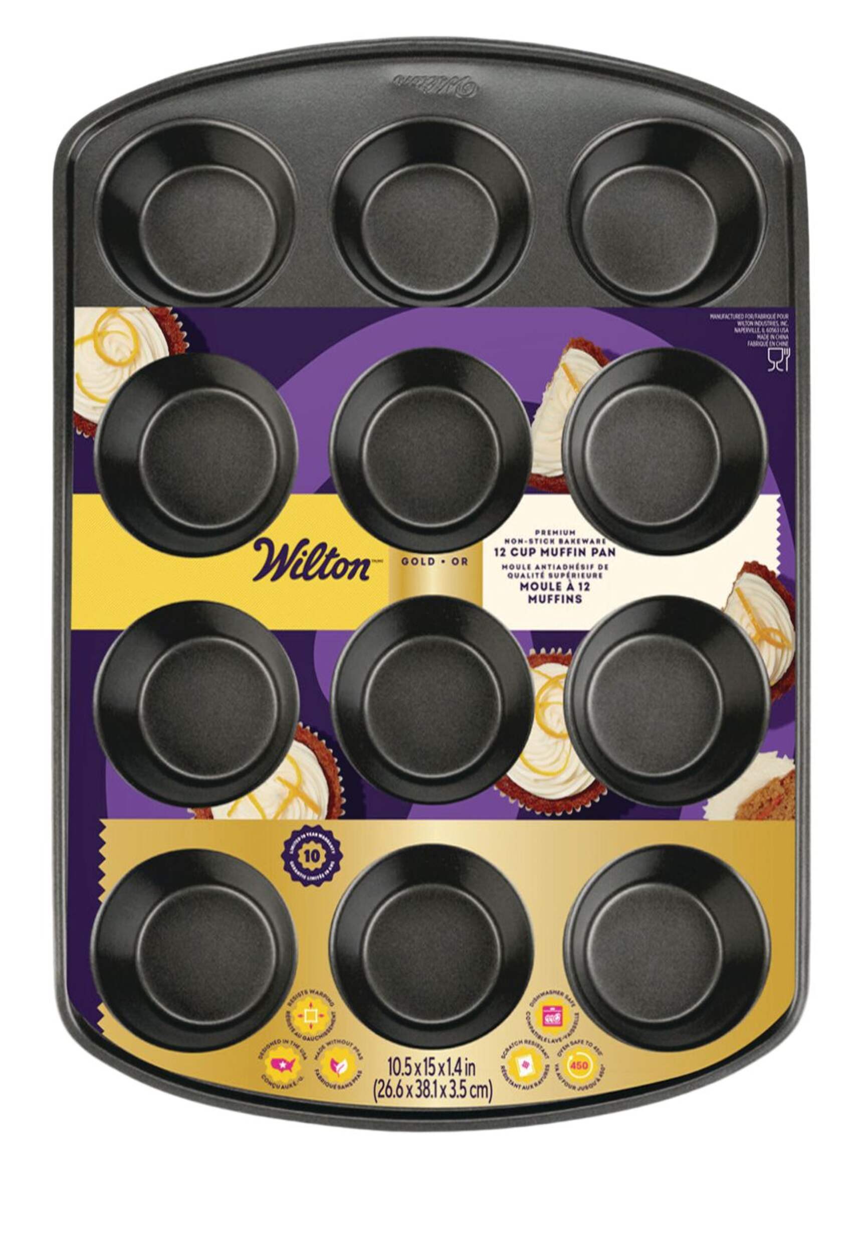 Moule à muffins antiadhésif Wilton, 12 tasses Overhead_Flat