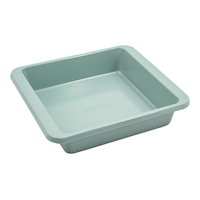 KitchenAid Square Durable Non-Stick Steel Cake Pan, Cardamom, 11 x 10 x 2-in Front_Three_Fourths_Angled_Right