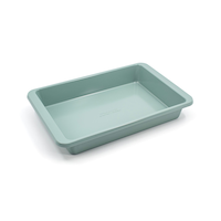 KitchenAid Oblong Non-Stick Cake Pan with Handle, Cardamom, 9 x 13-in Front_Angled_Right