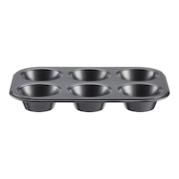 Simplicite Non-Stick Muffin Pan, Dark Grey, 6-Cup Front_Elevated