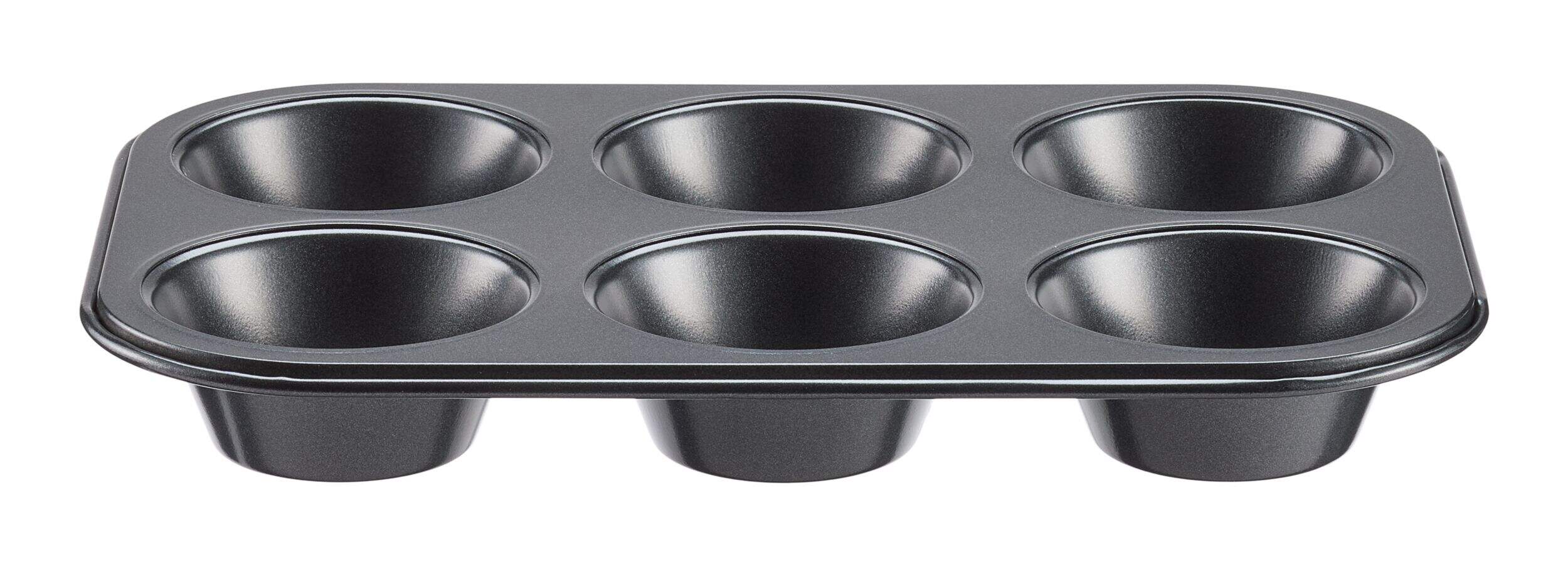 Moule à muffins antiadhésif Simplicite, gris foncé, 6 muffins Front_Elevated