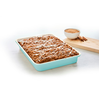 Green Pan Ceramic Non-Stick Rectangle Oblong Cake Pan, Teal, 13.54 x 9.56 x 2.71-in Front_Angled_Right