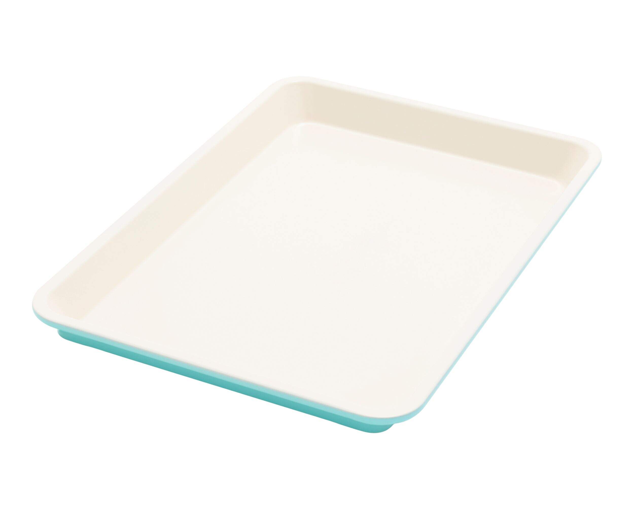 Green Pan Ceramic Non-Stick  Half Cookie Baking Sheet, Teal Overhead_Plunge