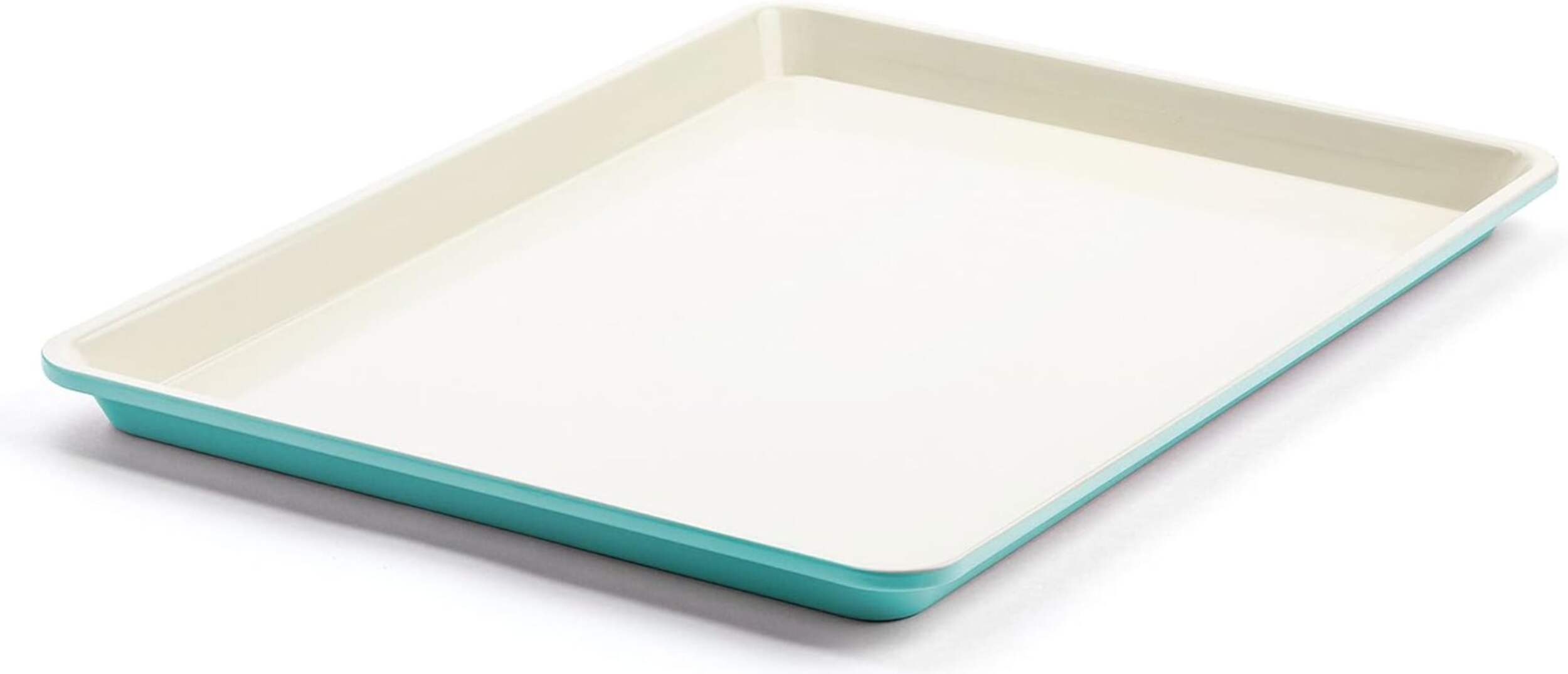 Green Pan Teal Ceramic Non-Stick Quarter Cookie Baking Sheet Front_Angled_Left