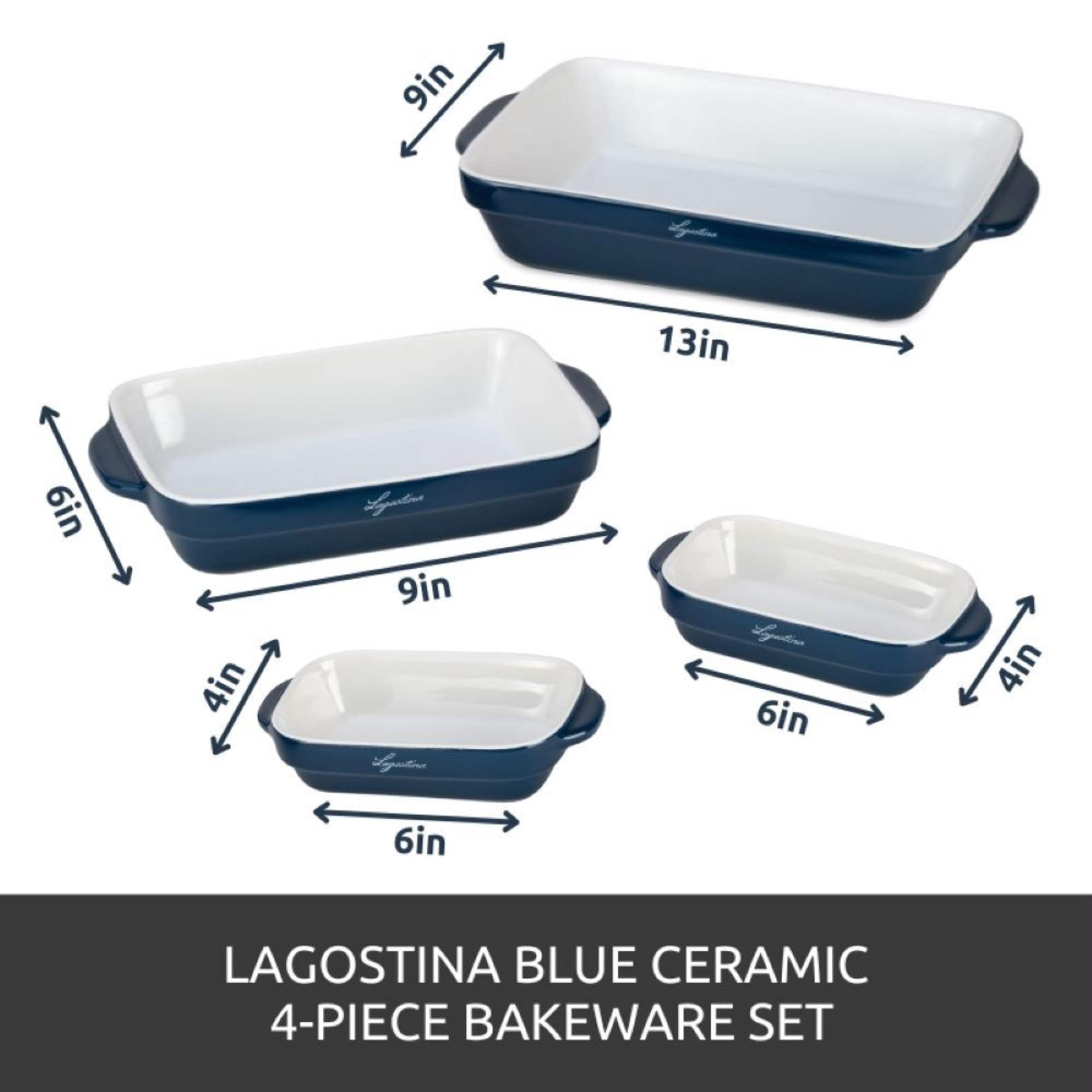 Lagostina Ceramic Bakeware Set, Blue, 4pc Canadian Tire