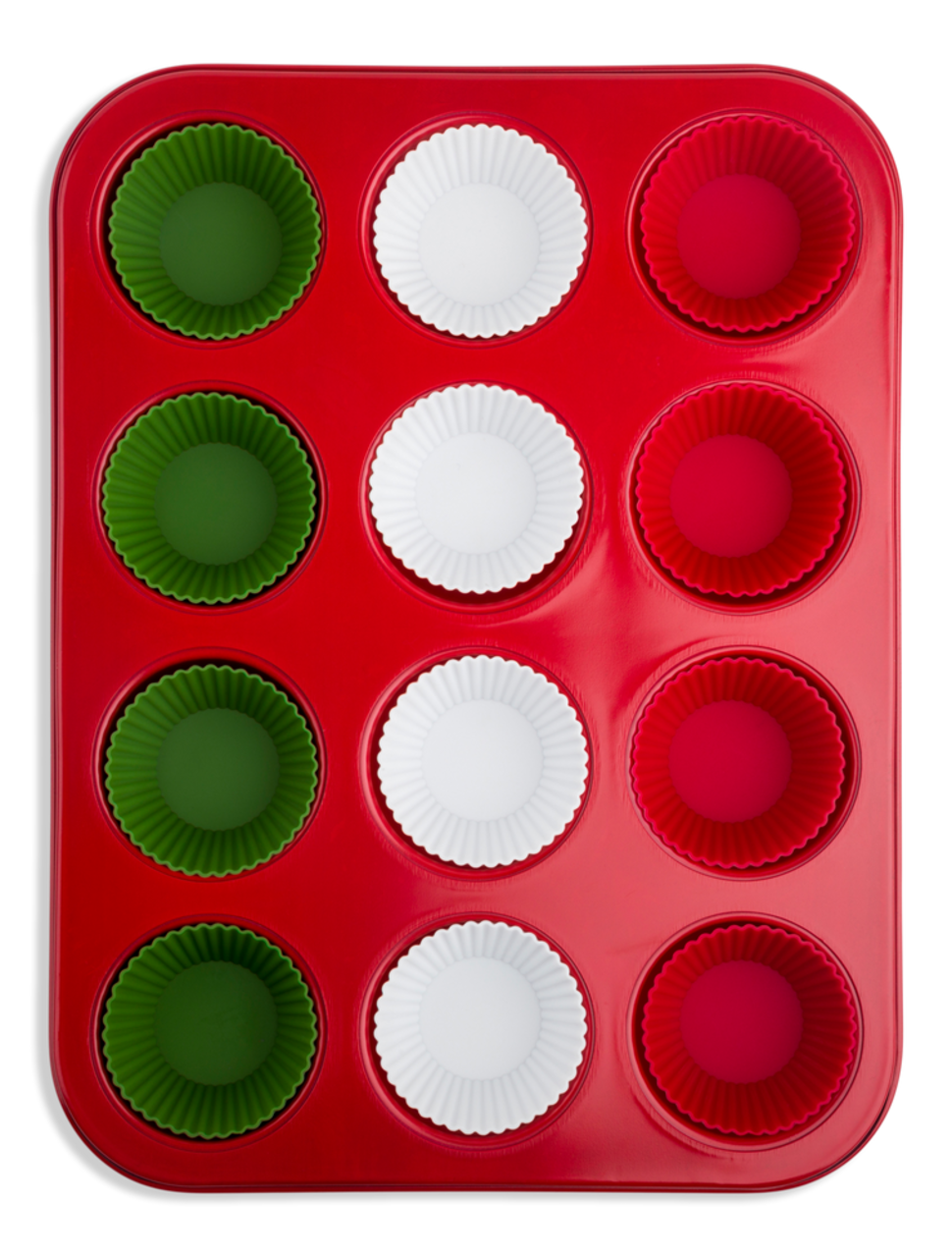 Core Home Muffin Pan Set with Silicone Cups, Red, 13-pc