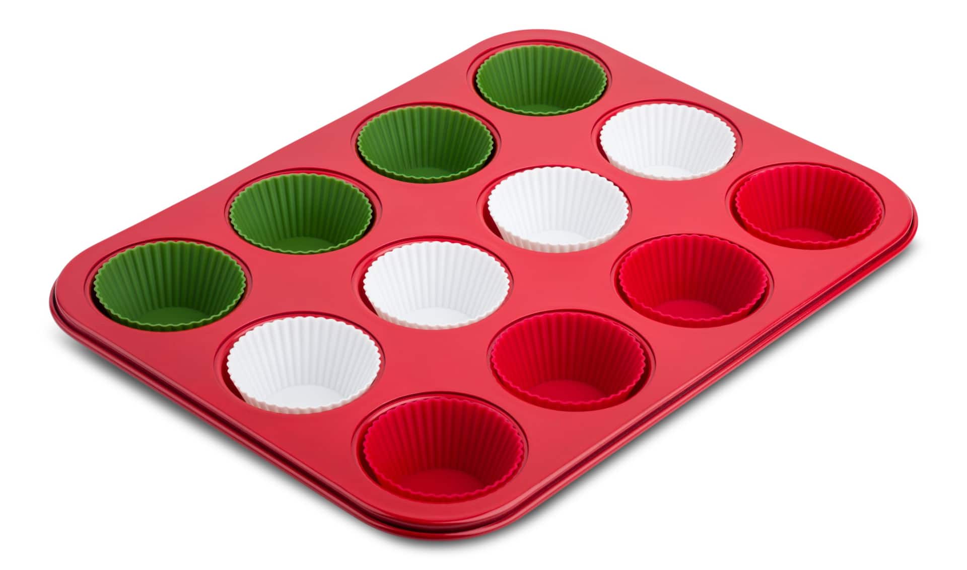 4 Pk Threshold Leaf Shaped Silicone Mini Muffin Pan 24 Muffins Each Tray  Red