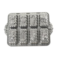 Nordic Ware Christmas Holiday 8-Cavity Mini Loaf Cast Baking Pan