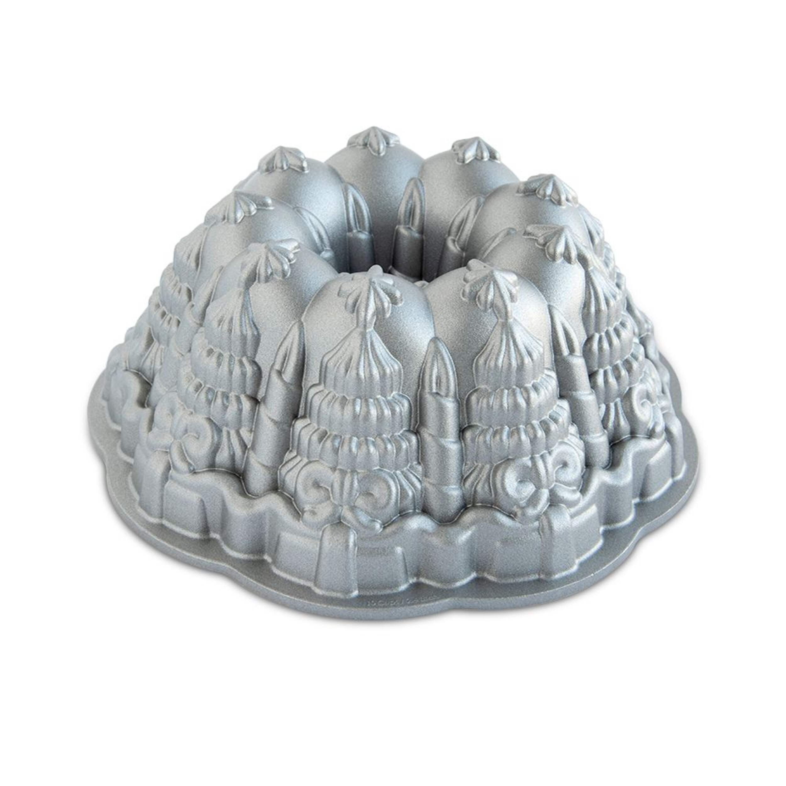 Nordicware Very Merry Bundt Cake Baking Pan, Silver, 4-in Front_Elevated