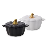 Cocotte citrouille en céramique Core Kitchen, 320 mL, paq. 2, noir et blanc