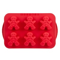 Trudeau Dishwasher Safe Silicone Gingerbread Pan, Red, 6-pk Bottom_Flat