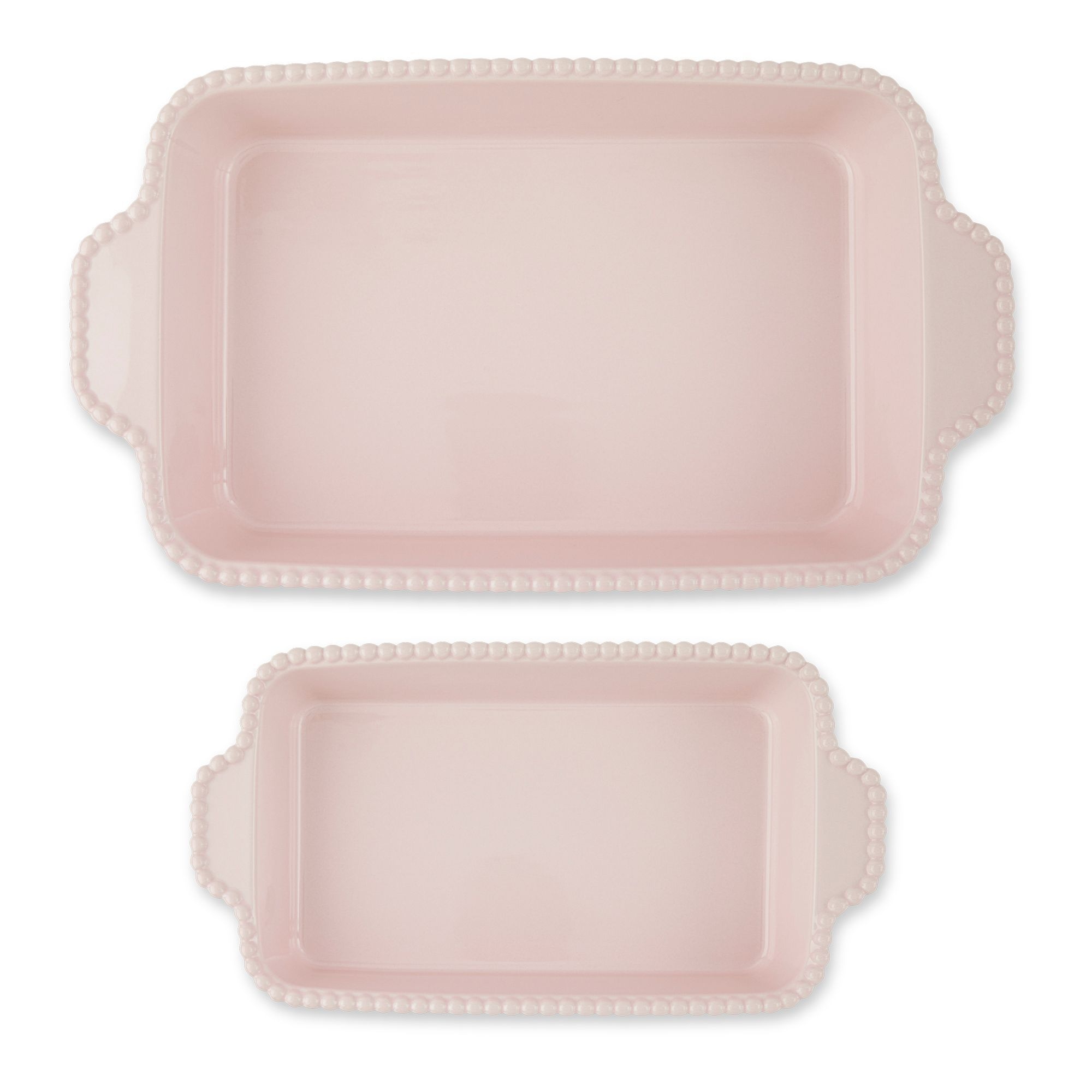 Plats cuisson rectangulaires perlés Core Kitchen, emboîtable, rose, paq. 2 Overhead_Flat