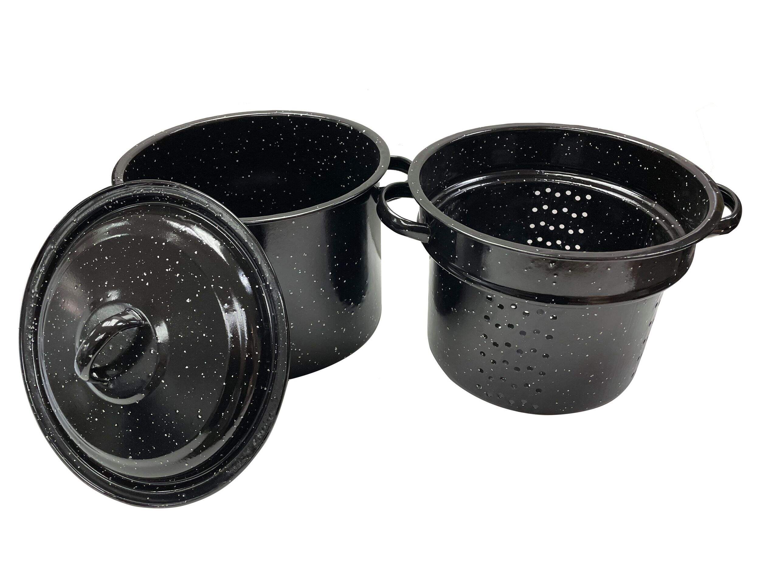 Enamel Coated Carbon Steel Pasta Pot Blancher, 7-L Front_Flat