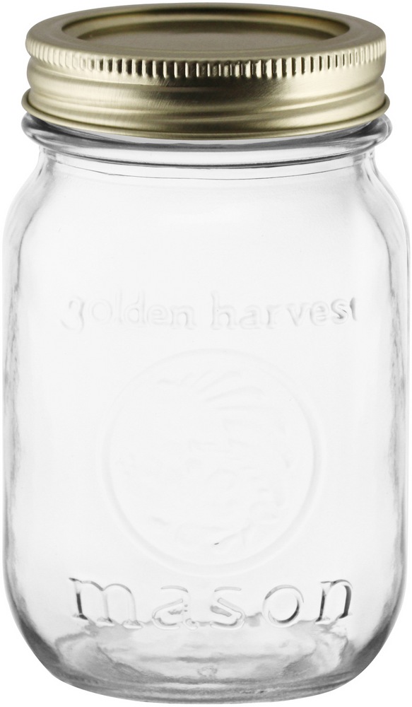 Golden Harvest 12 x 500mL Regular Mouth Glass Mason Jars with Snap Lids