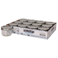 Bernardin Wide Mouth Decorative Glass Mason Jars with Snap Lids and Bands, 250 mL, 12 Count Composite_or_Mixed