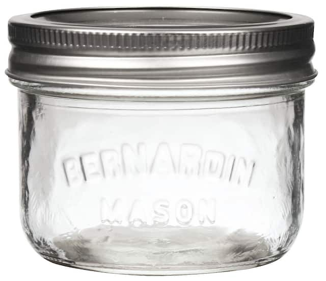 Bernardin 12 x 250mL Wide Mouth Decorative Glass Mason Jars with Snap ...