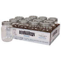 Bernardin Regular Mouth Glass Mason Jars with Snap Lids, 500 mL, 12 Count Composite_or_Mixed